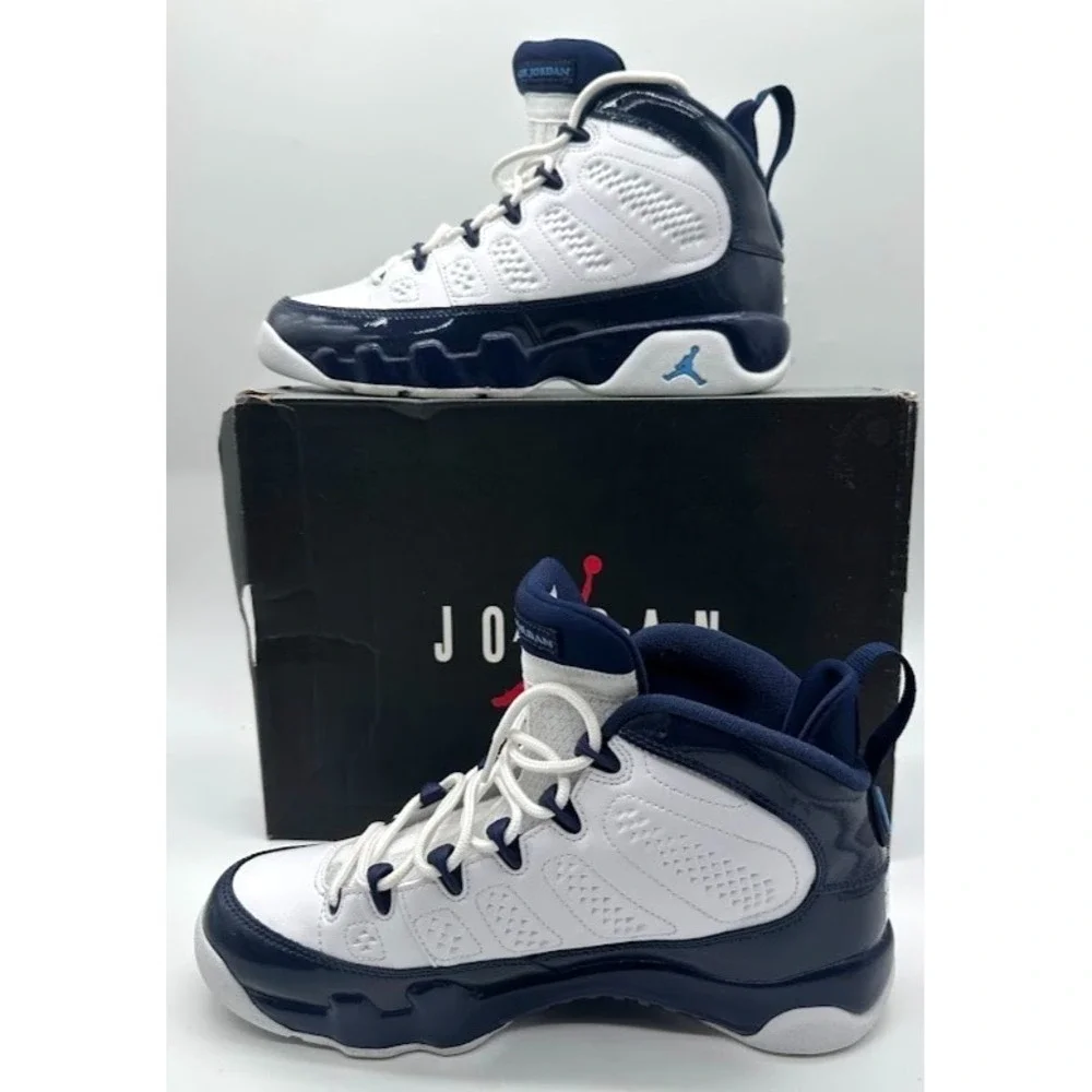 Nike Air Jordan 9 Retro GS White University Blue 302359-145 Size 7Y w/ Box